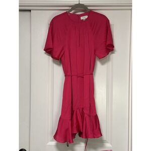 Ted Baker, Women's Elsieee Fluted Hem Mini Skater‎ Dress, Hot Pink, Size 0